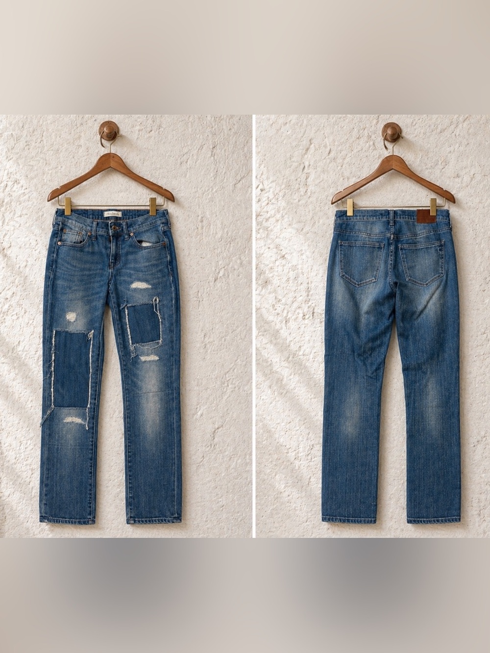 Madewell Blue Patchwork Straight-Leg Jeans